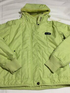 VTG Nike ACG Parka Jacket Womens Medium Neon Green Winter Fur Hood
